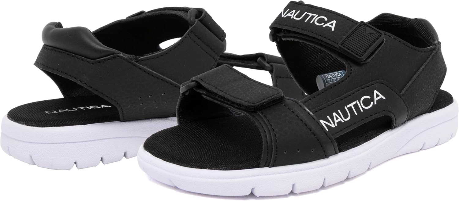 image:imageNautica Toddler Boys Sport Sandals Lightweight Athletic OpenToe Summer Shoes with Dual Adjustable Hook and Loop Straps for Outdoor Play Beach and WaterBlack Jakai