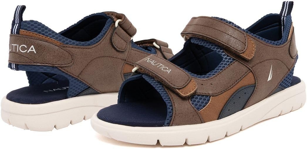 image:imageNautica Toddler Boys Sport Sandals Lightweight Athletic OpenToe Summer Shoes with Dual Adjustable Hook and Loop Straps for Outdoor Play Beach and WaterBrown Navyjimmy