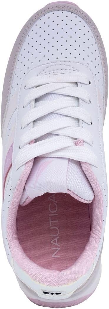 image:imageNautica Toddler Boys amp Girls Athletic Running Sneakers Lightweight Breathable Mesh Tennis Shoes with Bungee Laces Comfortable Walking amp School FootwearWhite Pink Grey