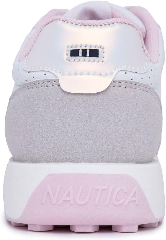 image:imageNautica Toddler Boys amp Girls Athletic Running Sneakers Lightweight Breathable Mesh Tennis Shoes with Bungee Laces Comfortable Walking amp School FootwearWhite Pink Grey