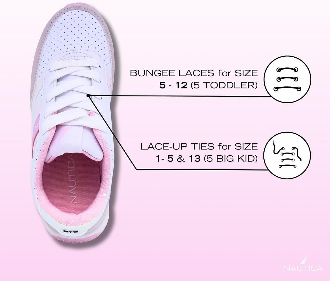 image:imageNautica Toddler Boys amp Girls Athletic Running Sneakers Lightweight Breathable Mesh Tennis Shoes with Bungee Laces Comfortable Walking amp School FootwearWhite Pink Grey