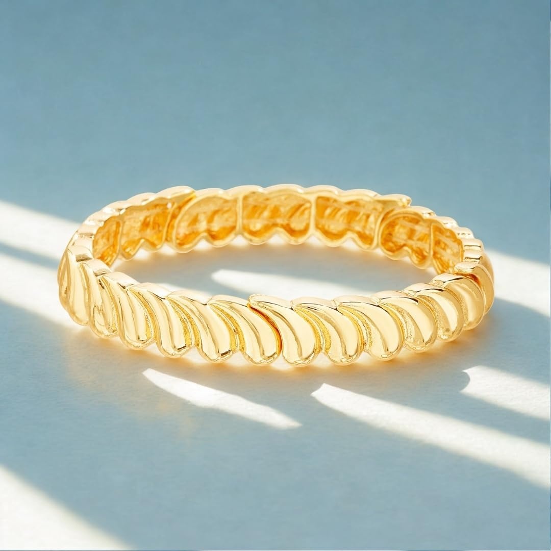 image:imageNautica Wave Stretch Bracelet for Women 14K Yellow Gold Plated Alloy