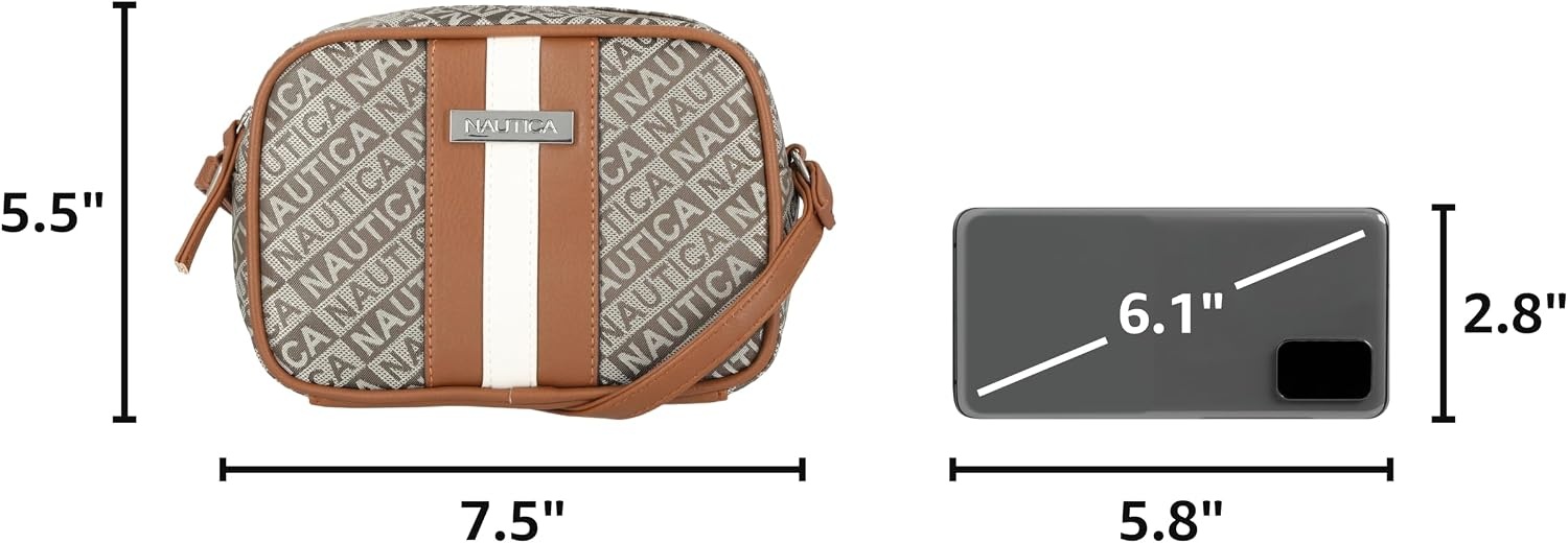 image:imageNautica Womens Candid Camera Adjustable Crossbody BagKhaki Lakeside Jacquard