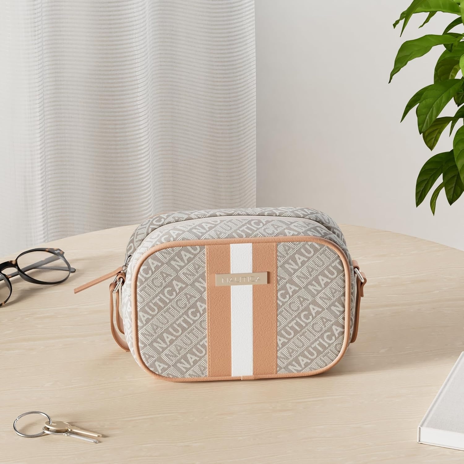 image:imageNautica Womens Candid Camera Adjustable Crossbody BagKhaki Lakeside Jacquard