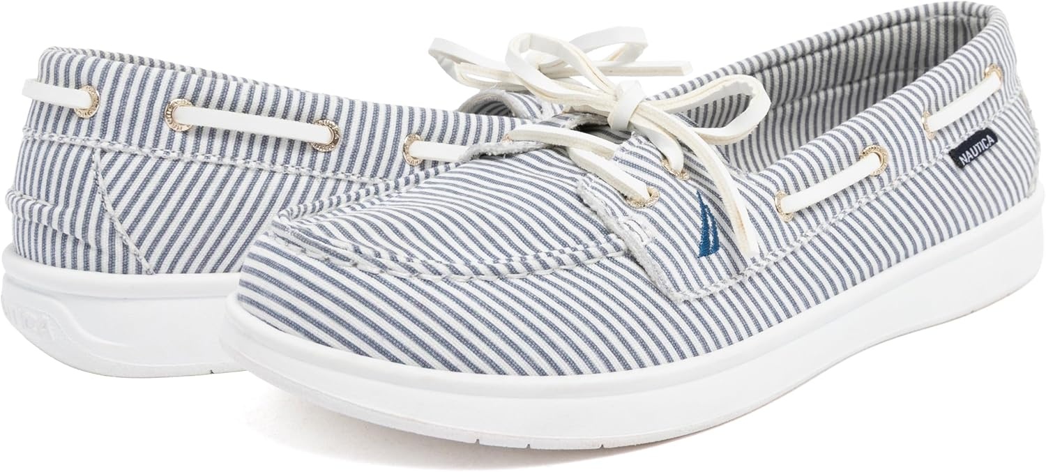 image:imageNautica Womens Casual Boat Shoes MocToe Loafers with Cushioned Insole Deck Fashion SneakerBlue White