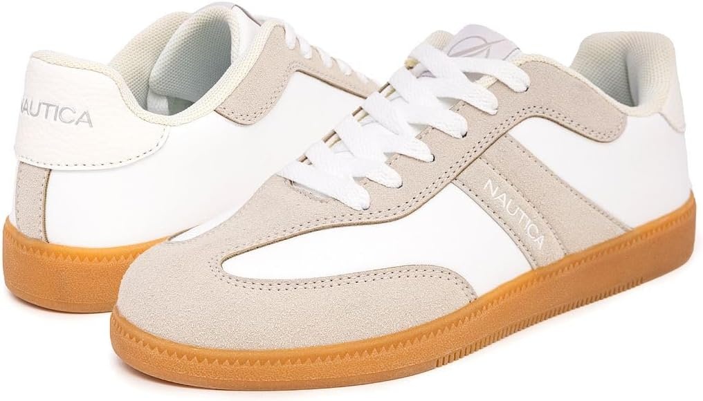 image:imageNautica Womens Fashion Sneaker Classic Casual Shoe with Soft Cushion Comfort and Durable Gum Bottom Outsole KeotaWhite Taupekeota