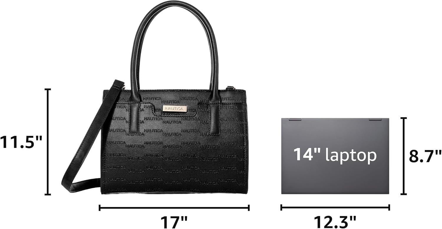 image:imageNautica Womens Sandy Jr Top Handel Satchel with Removable Crossbody StrapBlack Embossed Logo