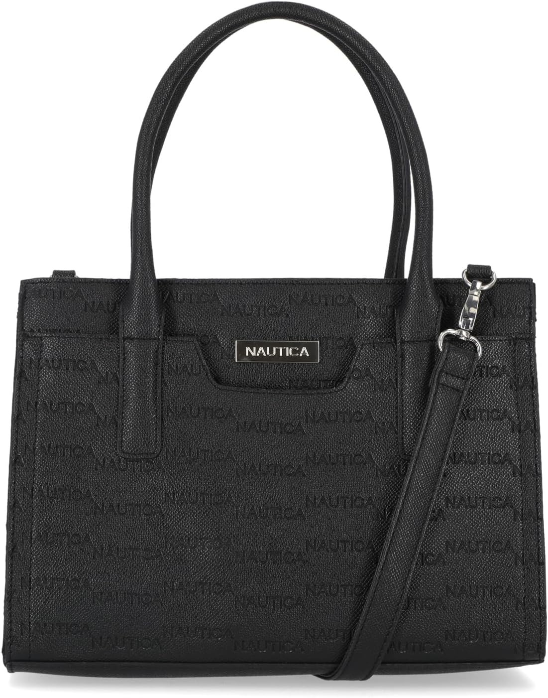 image:imageNautica Womens Sandy Jr Top Handel Satchel with Removable Crossbody StrapBlack Embossed Logo