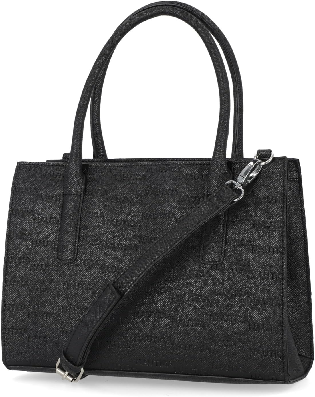 image:imageNautica Womens Sandy Jr Top Handel Satchel with Removable Crossbody StrapBlack Embossed Logo