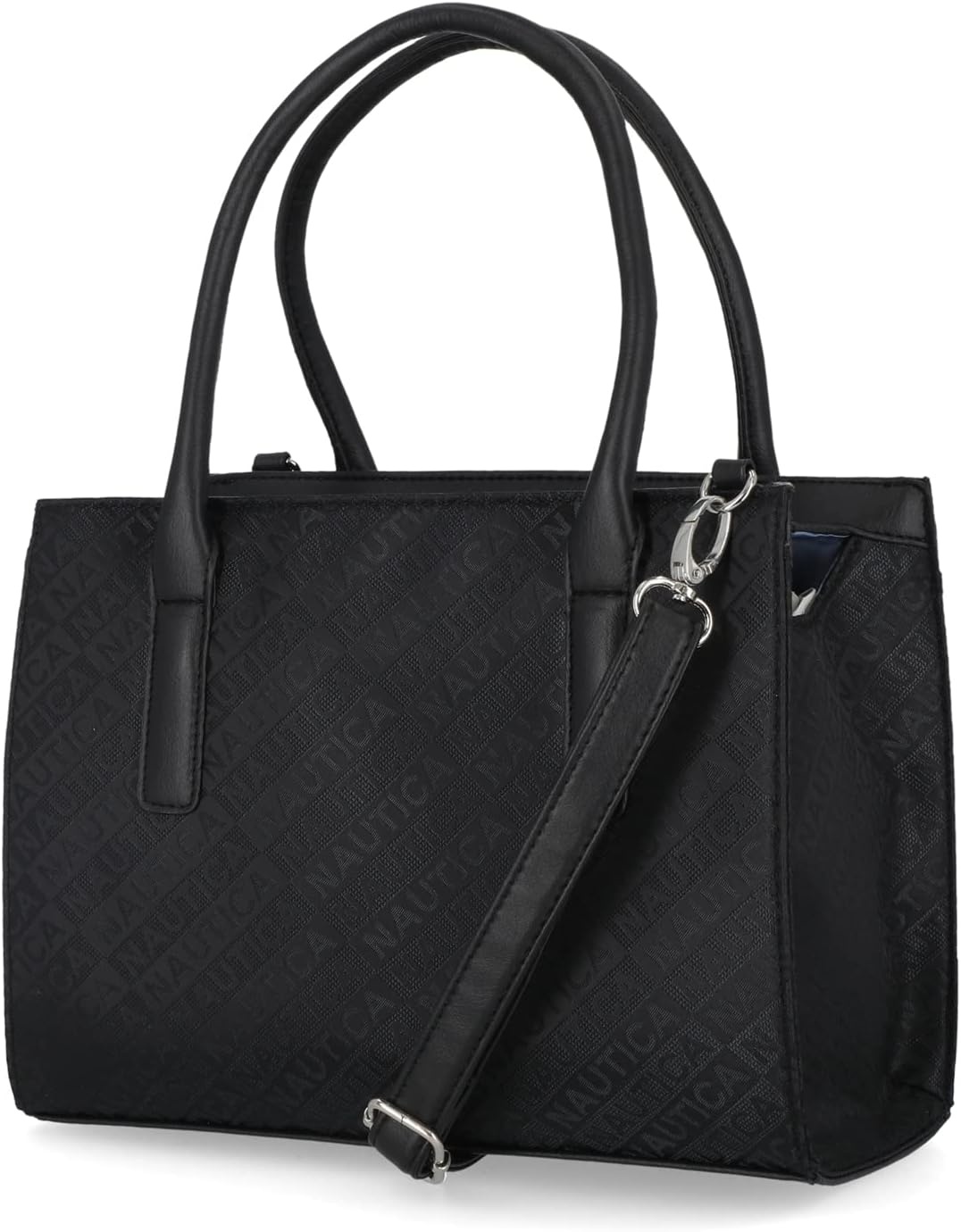 image:imageNautica Womens Sandy Jr Top Handel Satchel with Removable Crossbody StrapBlack Jacquard
