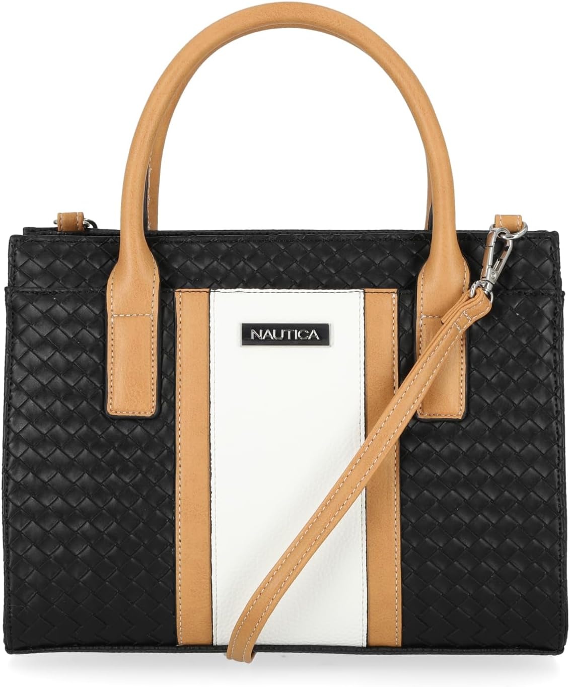 image:imageNautica Womens Sandy Jr Top Handel Satchel with Removable Crossbody StrapBlack Woven