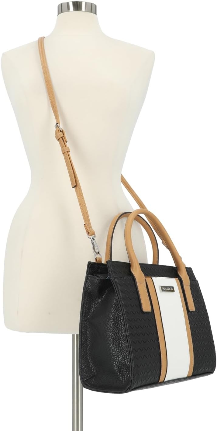 image:imageNautica Womens Sandy Jr Top Handel Satchel with Removable Crossbody StrapBlack Woven