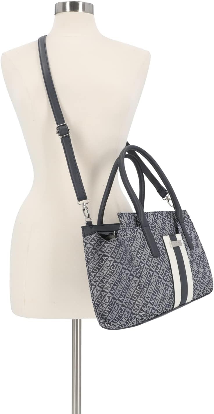 image:imageNautica Womens Sandy Jr Top Handel Satchel with Removable Crossbody StrapIndigo Jacquard