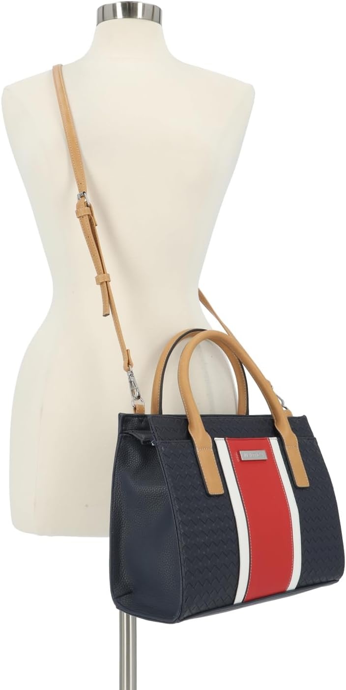 image:imageNautica Womens Sandy Jr Top Handel Satchel with Removable Crossbody StrapIndigo Woven