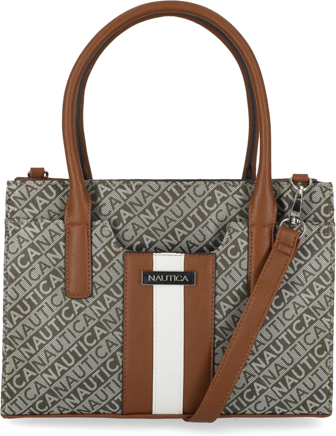 image:imageNautica Womens Sandy Jr Top Handel Satchel with Removable Crossbody StrapOlive Lakeside Jacquard