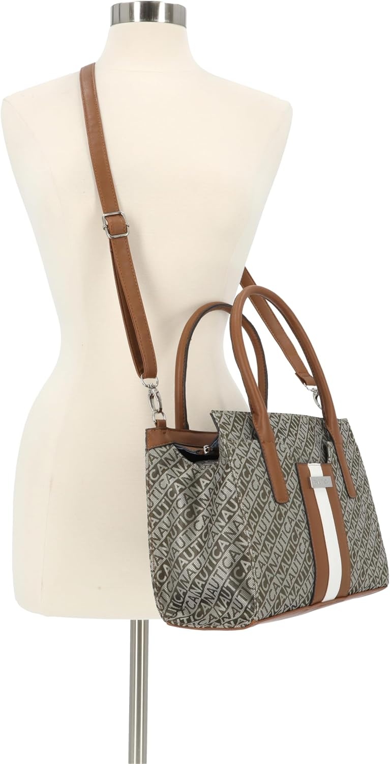 image:imageNautica Womens Sandy Jr Top Handel Satchel with Removable Crossbody StrapOlive Lakeside Jacquard