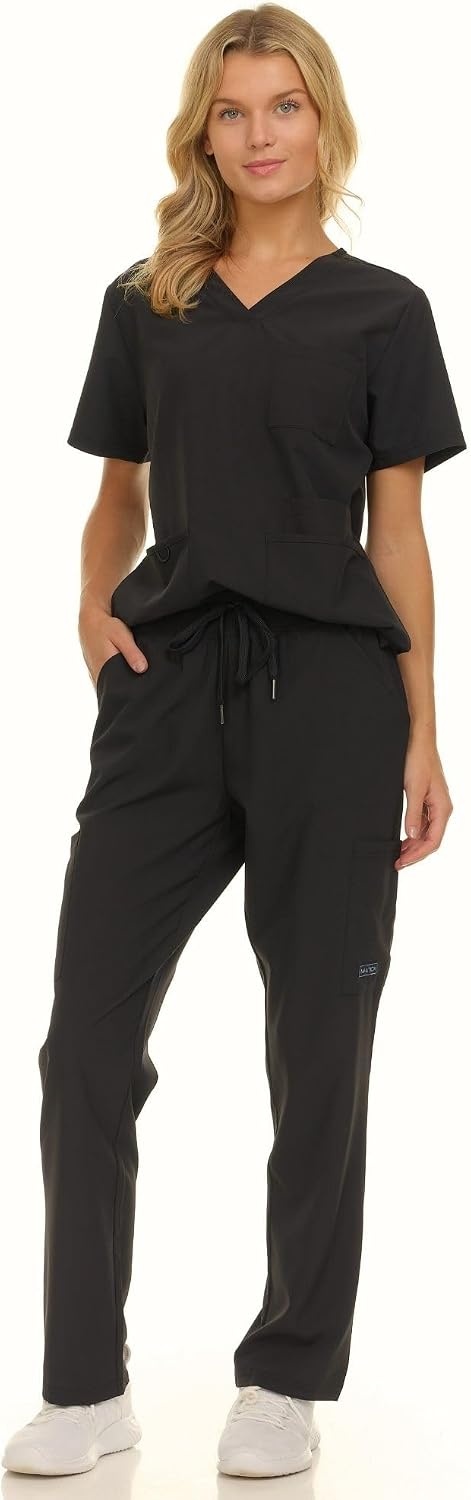 image:imageNautica Womens Scrub Set 9Pocket Breathable amp Stretchy Pants amp TopsBlack