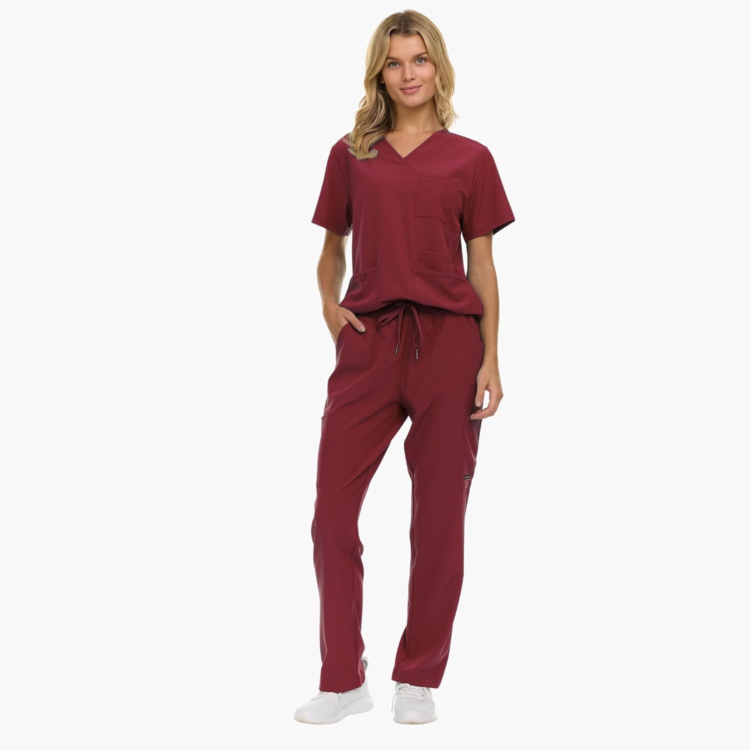 image:imageNautica Womens Scrub Set 9Pocket Breathable amp Stretchy Pants amp TopsCabernet