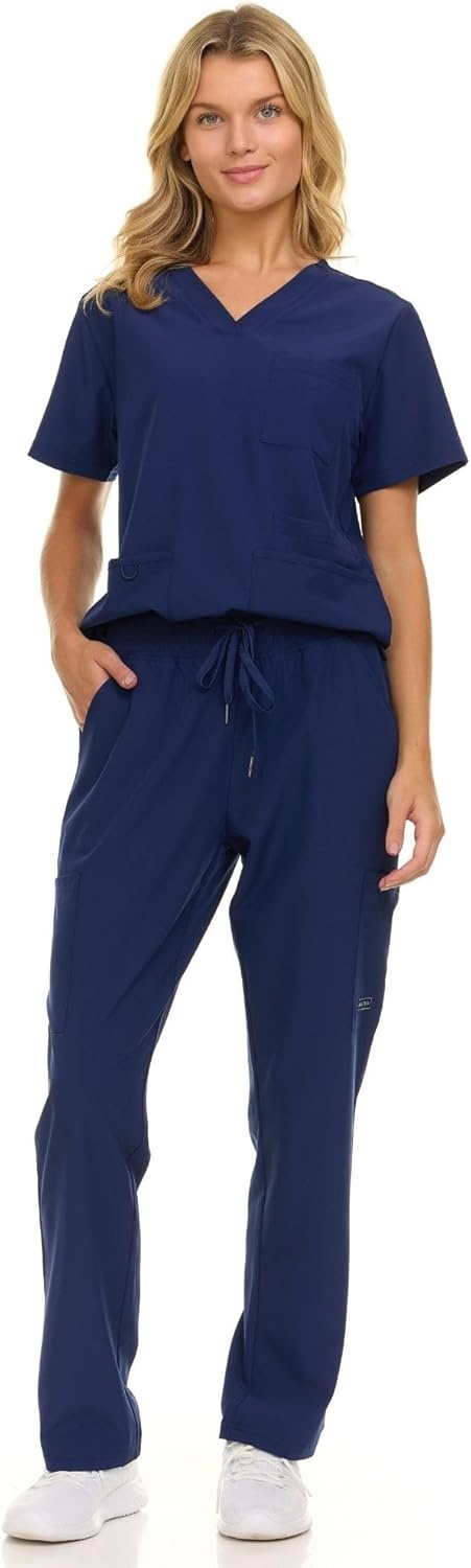 image:imageNautica Womens Scrub Set 9Pocket Breathable amp Stretchy Pants amp TopsNavy