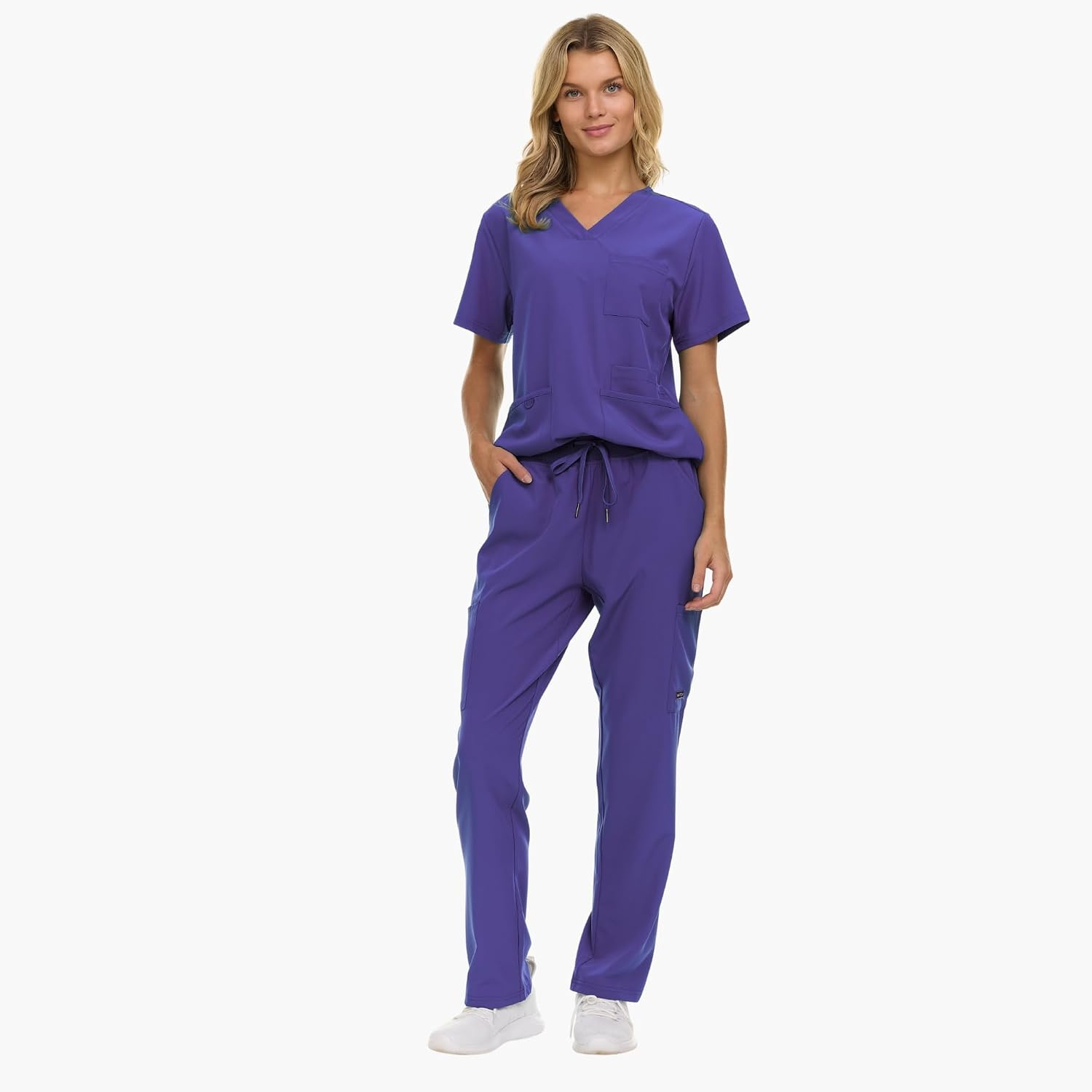 image:imageNautica Womens Scrub Set 9Pocket Breathable amp Stretchy Pants amp TopsPurple
