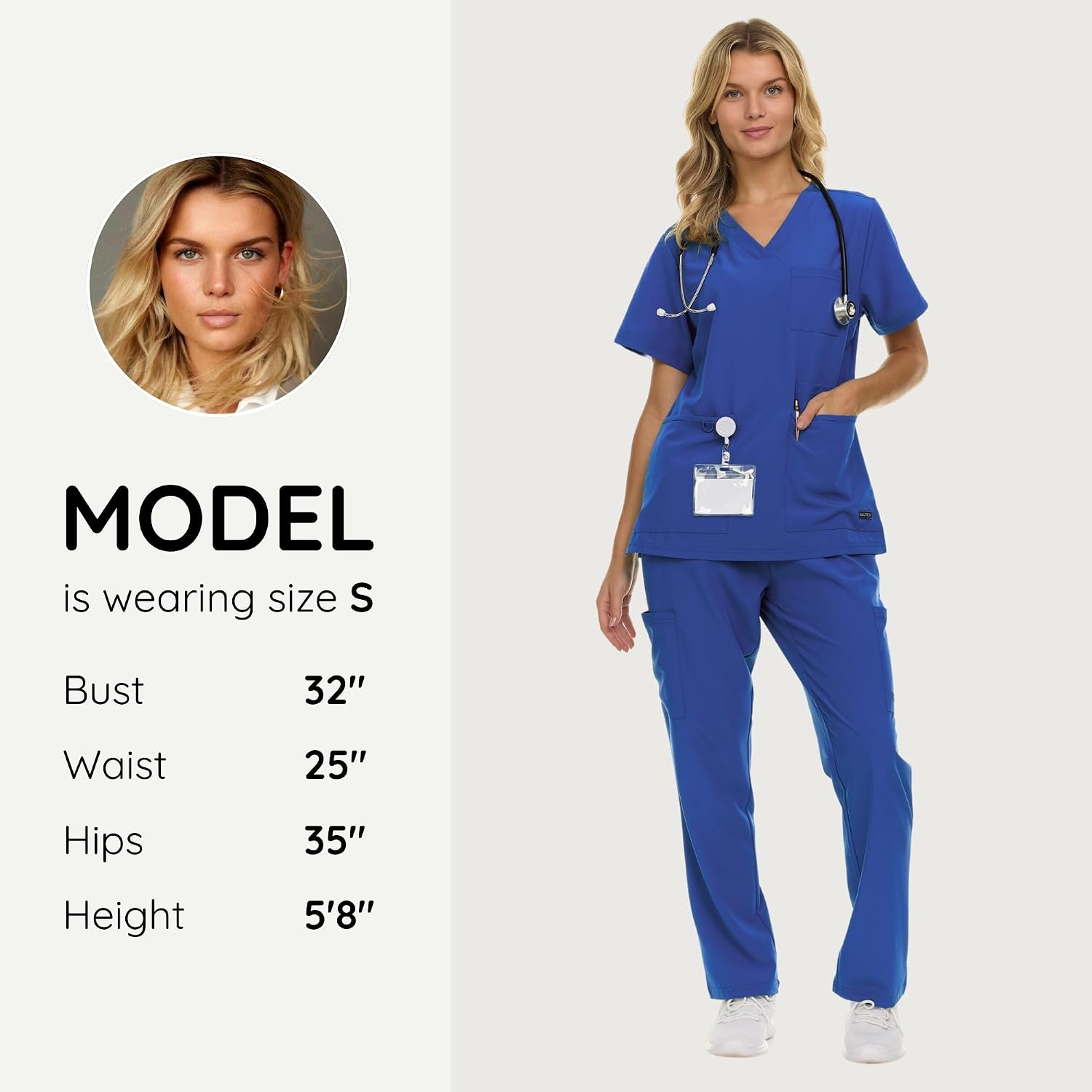image:imageNautica Womens Scrub Set 9Pocket Breathable amp Stretchy Pants amp TopsRoyal Blue