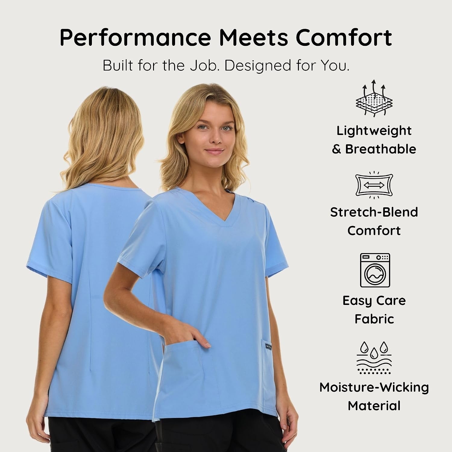 image:imageNautica Womens Scrubs Tops 3 Pack VNeck Breathable Scrub Tops Women 3 Pocket Stretch Fabric Scrubs for Women3 Pack BlkNvyCeil