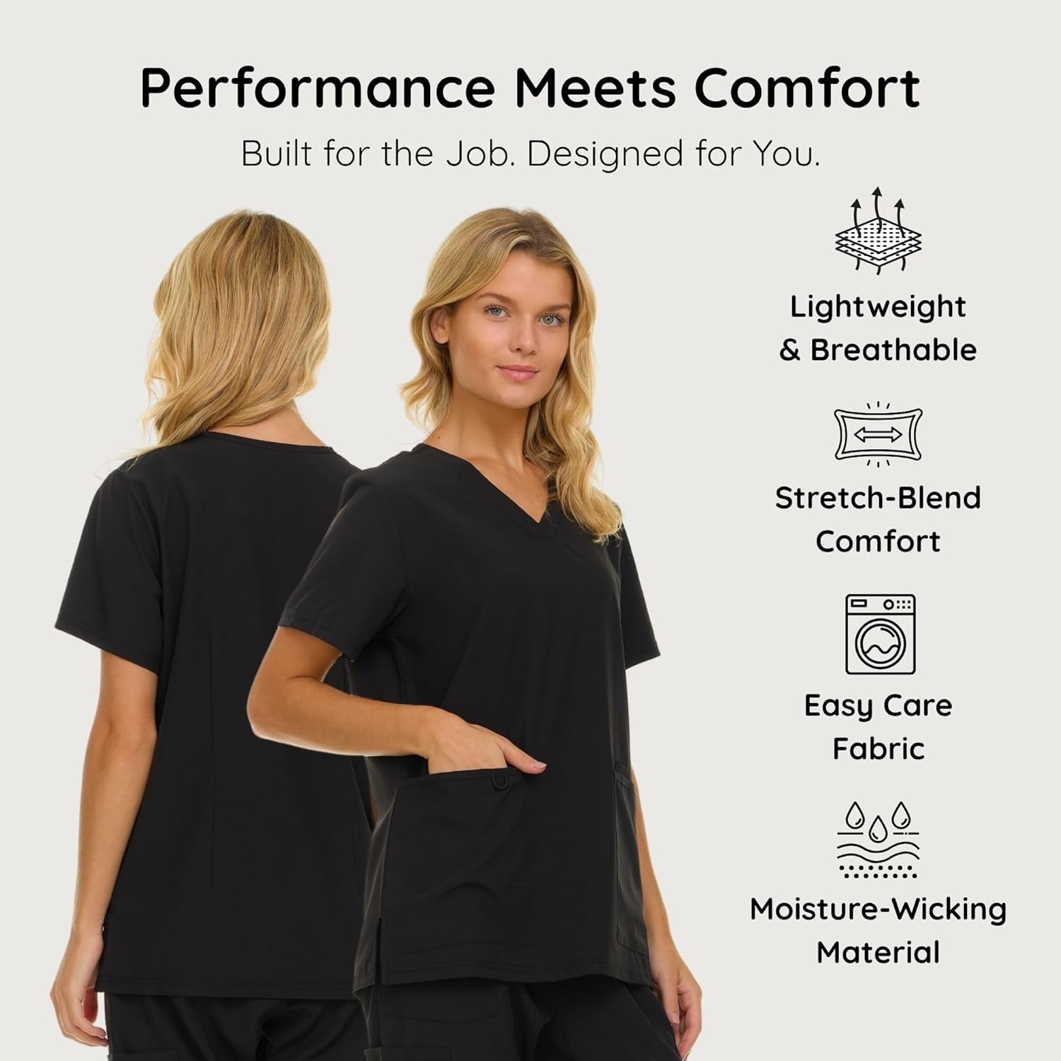 image:imageNautica Womens Scrubs Tops VNeck Breathable Scrub Tops Women 3 Pocket Stretch Fabric Scrubs for Women Medical Scrub ShirtBlack
