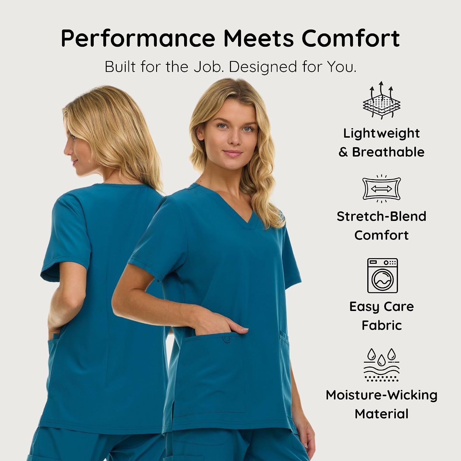 image:imageNautica Womens Scrubs Tops VNeck Breathable Scrub Tops Women 3 Pocket Stretch Fabric Scrubs for Women Medical Scrub ShirtCarribean