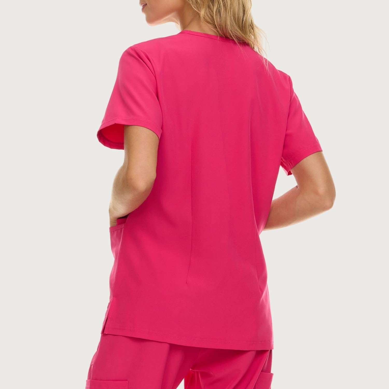image:imageNautica Womens Scrubs Tops VNeck Breathable Scrub Tops Women 3 Pocket Stretch Fabric Scrubs for Women Medical Scrub ShirtFuschia