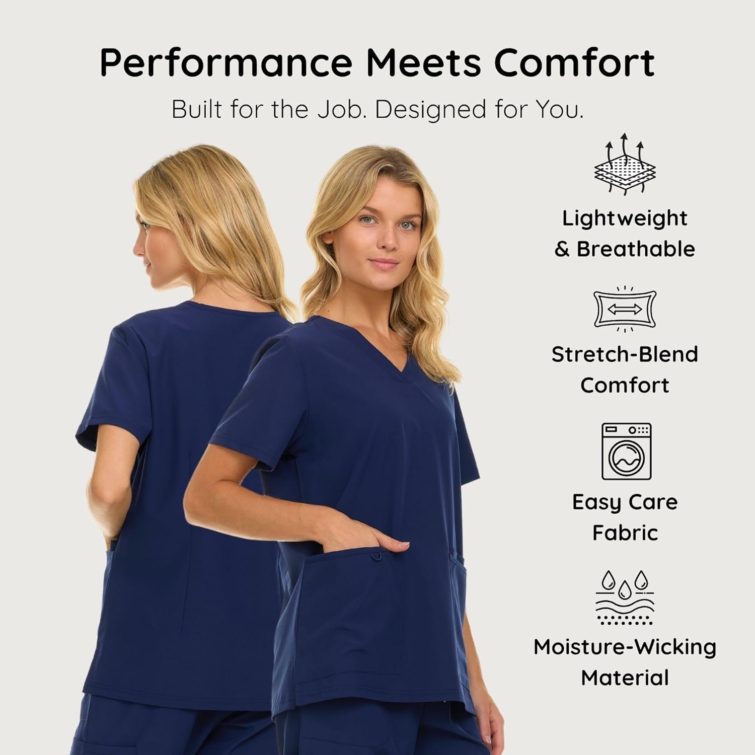 image:imageNautica Womens Scrubs Tops VNeck Breathable Scrub Tops Women 3 Pocket Stretch Fabric Scrubs for Women Medical Scrub ShirtNavy