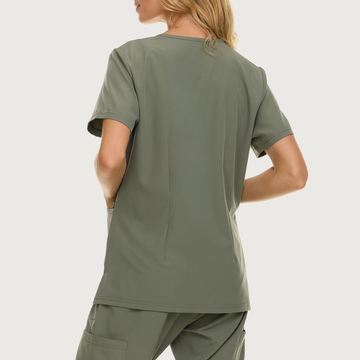 image:imageNautica Womens Scrubs Tops VNeck Breathable Scrub Tops Women 3 Pocket Stretch Fabric Scrubs for Women Medical Scrub ShirtOlive