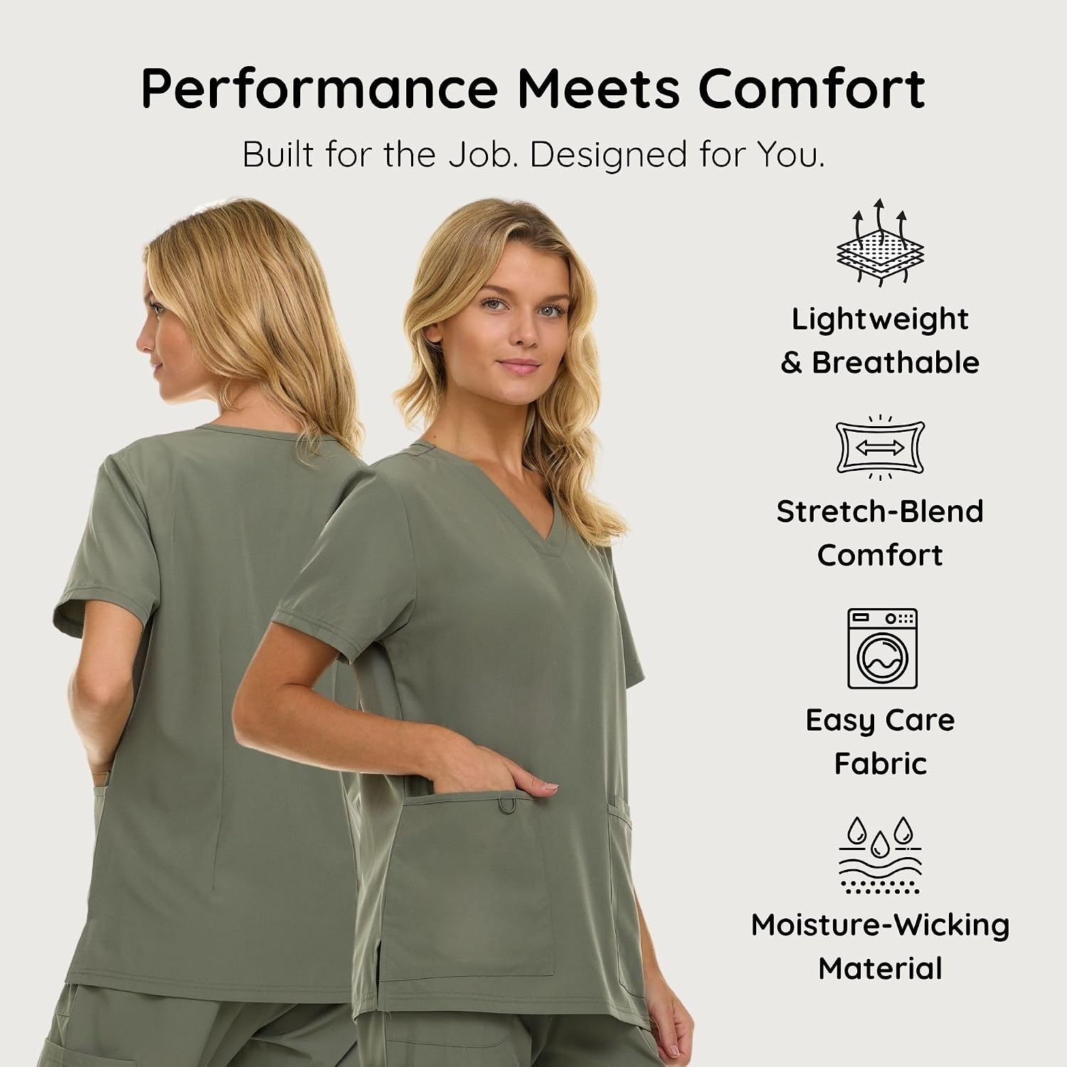 image:imageNautica Womens Scrubs Tops VNeck Breathable Scrub Tops Women 3 Pocket Stretch Fabric Scrubs for Women Medical Scrub ShirtOlive