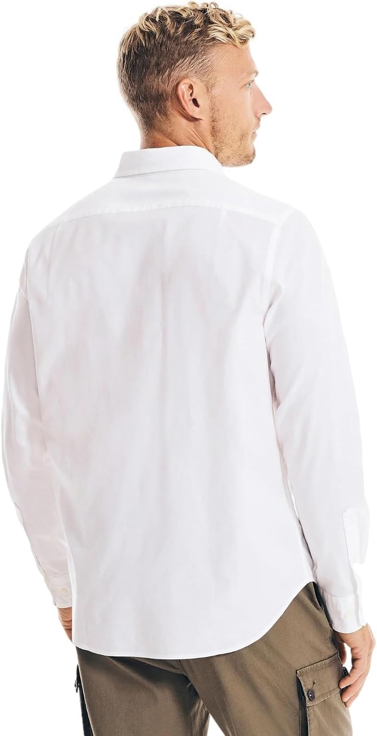 image:imageNautica Young Mens School Uniform Long Sleeve Performance Oxford ButtonDown ShirtPure White