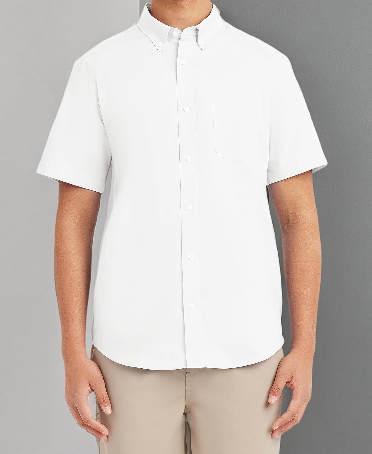 image:imageNautica Young Mens Uniform Short Sleeve Performance Oxford ButtonDown ShirtWhite