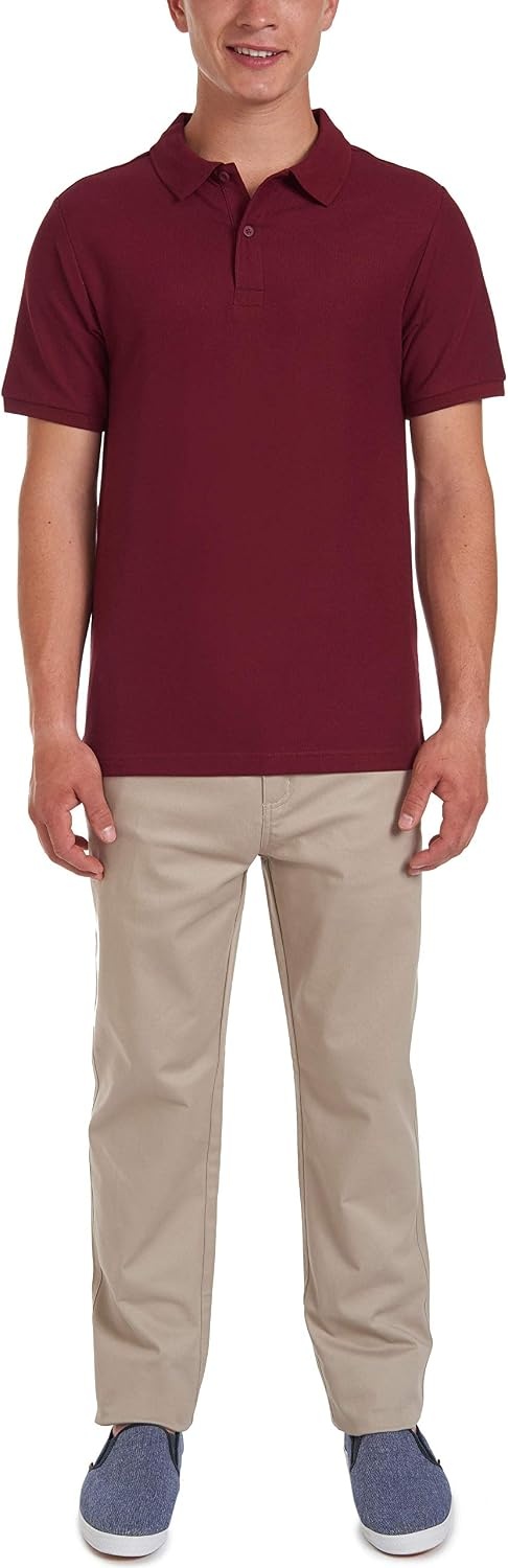 image:imageNautica Young Mens Uniform Short Sleeve Stretch Pique PoloBurgundy