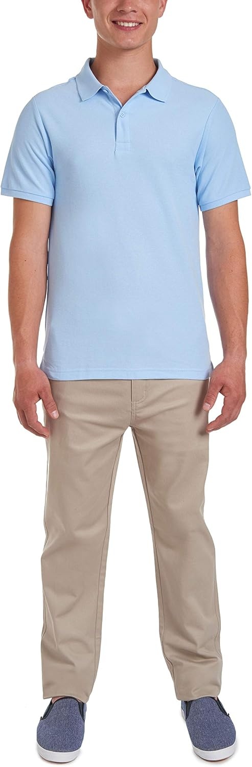 image:imageNautica Young Mens Uniform Short Sleeve Stretch Pique PoloLight Blue