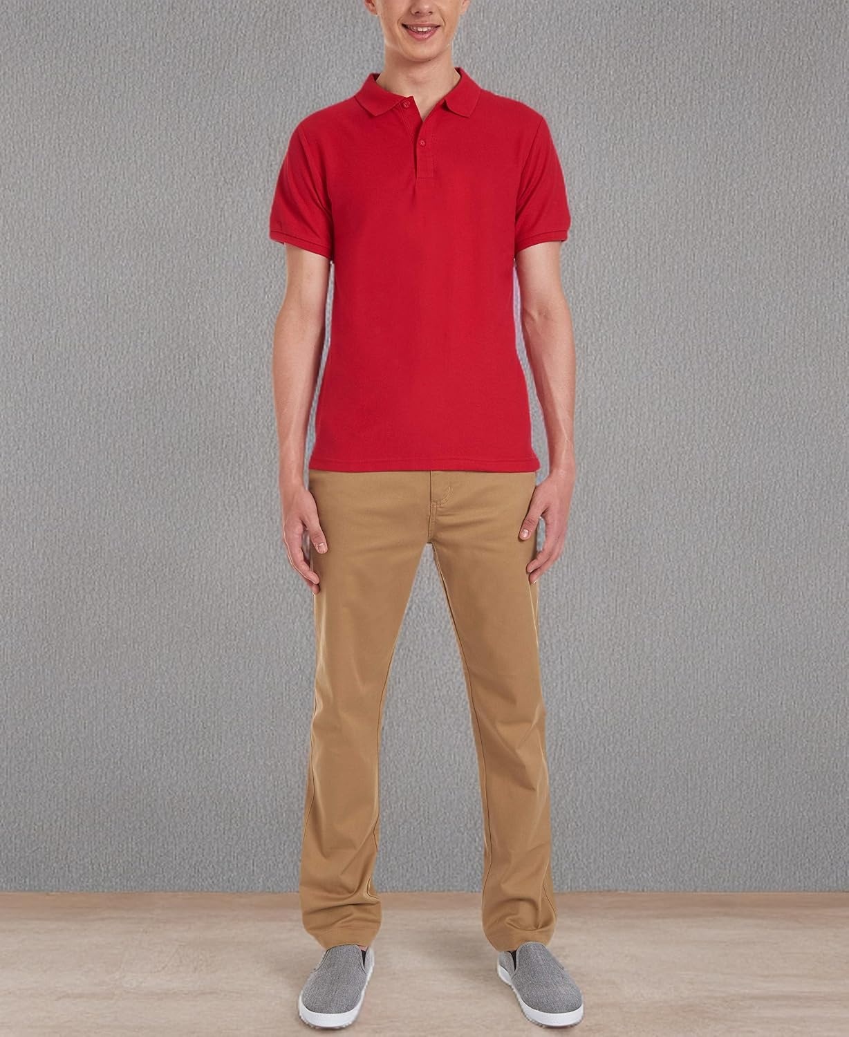 image:imageNautica Young Mens Uniform Short Sleeve Stretch Pique PoloRed