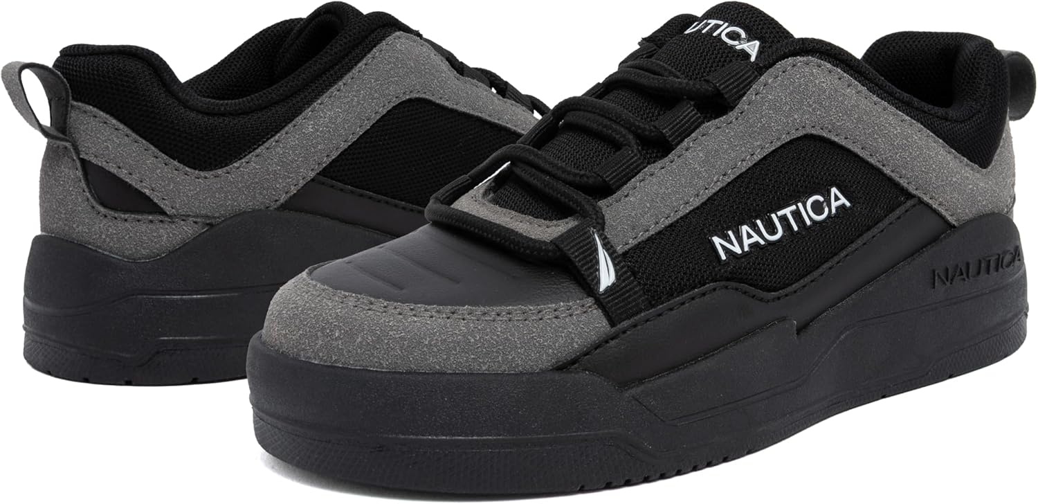 image:imageNautica Youth Athletic Sneakers Comfortable LaceUp Tennis Shoes for Boys and Girls Durable Casual Sport Footwear for School Gym and Daily WearBlack Greyhightide