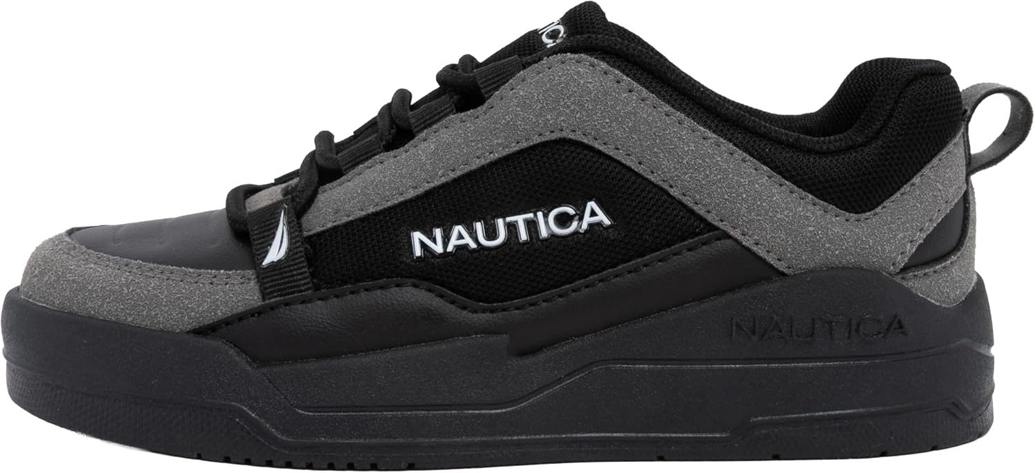 image:imageNautica Youth Athletic Sneakers Comfortable LaceUp Tennis Shoes for Boys and Girls Durable Casual Sport Footwear for School Gym and Daily WearBlack Greyhightide