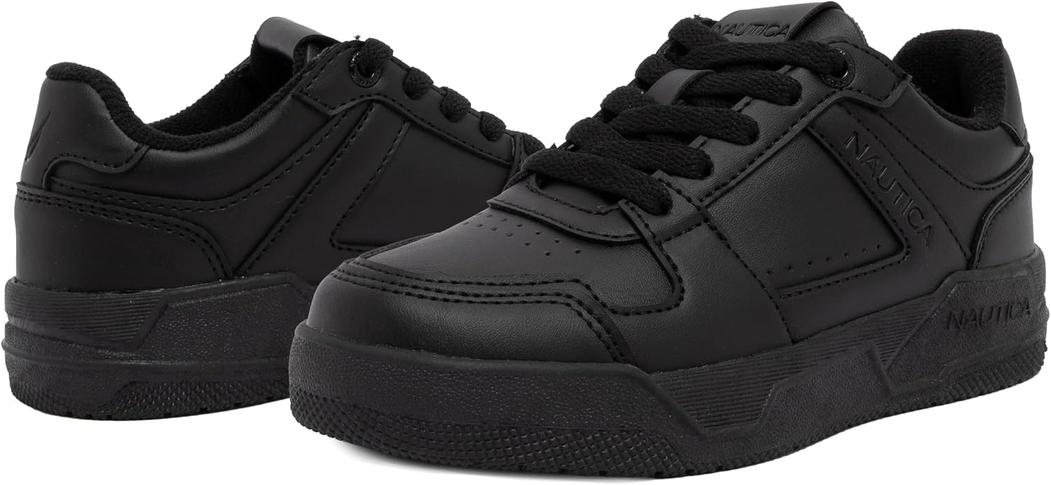 image:imageNautica Youth Athletic Sneakers Comfortable LaceUp Tennis Shoes for Boys and Girls Durable Casual Sport Footwear for School Gym and Daily WearBlack Mono