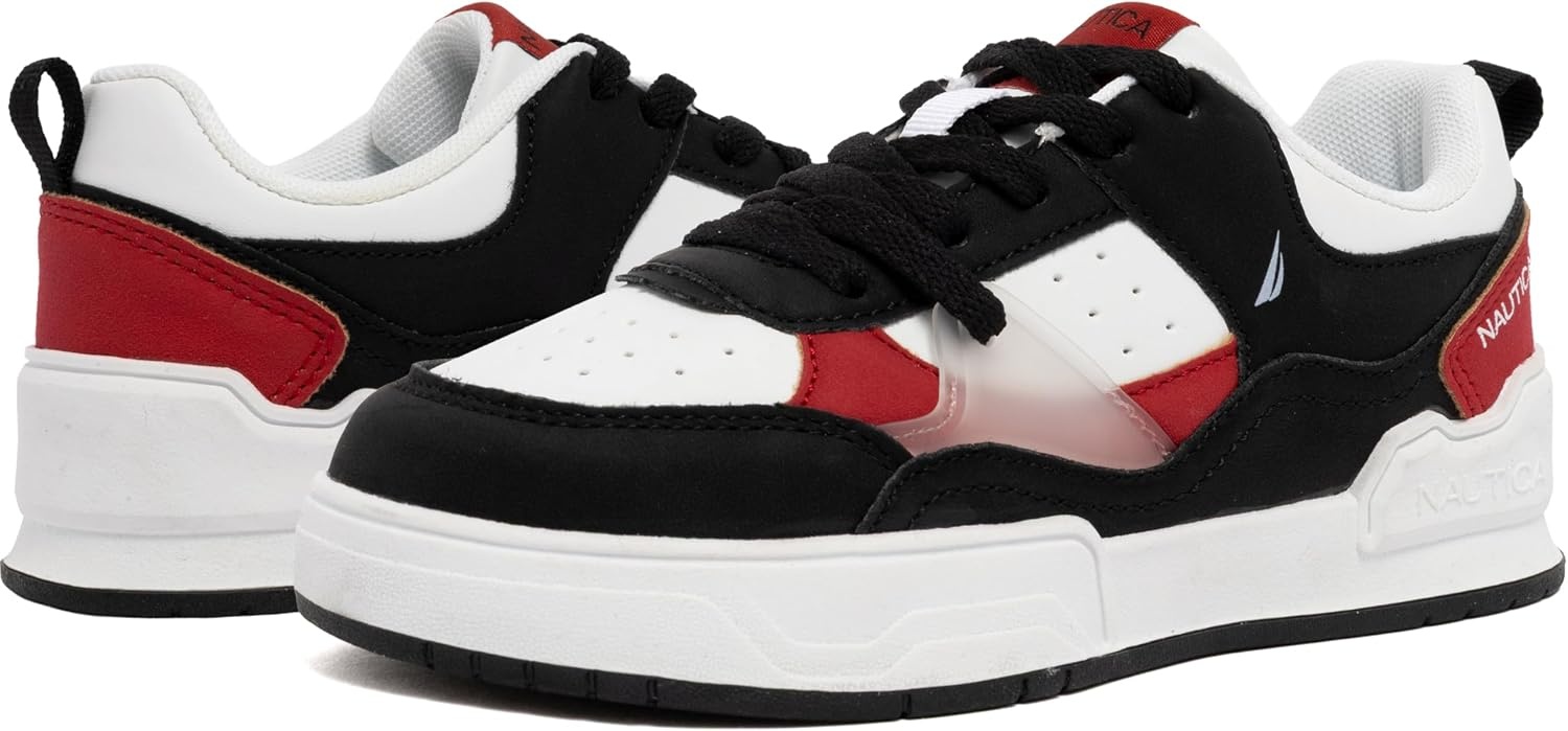 image:imageNautica Youth Athletic Sneakers Comfortable LaceUp Tennis Shoes for Boys and Girls Durable Casual Sport Footwear for School Gym and Daily WearBlack Redlighthouse