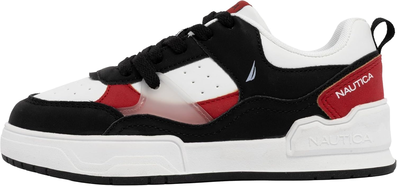 image:imageNautica Youth Athletic Sneakers Comfortable LaceUp Tennis Shoes for Boys and Girls Durable Casual Sport Footwear for School Gym and Daily WearBlack Redlighthouse
