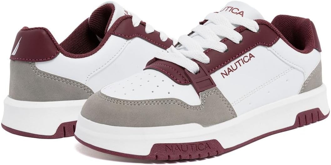 image:imageNautica Youth Athletic Sneakers Comfortable LaceUp Tennis Shoes for Boys and Girls Durable Casual Sport Footwear for School Gym and Daily WearBurgundy Greygavie