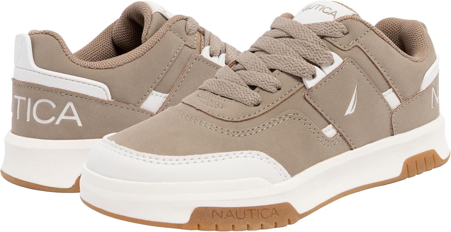 image:imageNautica Youth Athletic Sneakers Comfortable LaceUp Tennis Shoes for Boys and Girls Durable Casual Sport Footwear for School Gym and Daily WearMushroom Bone