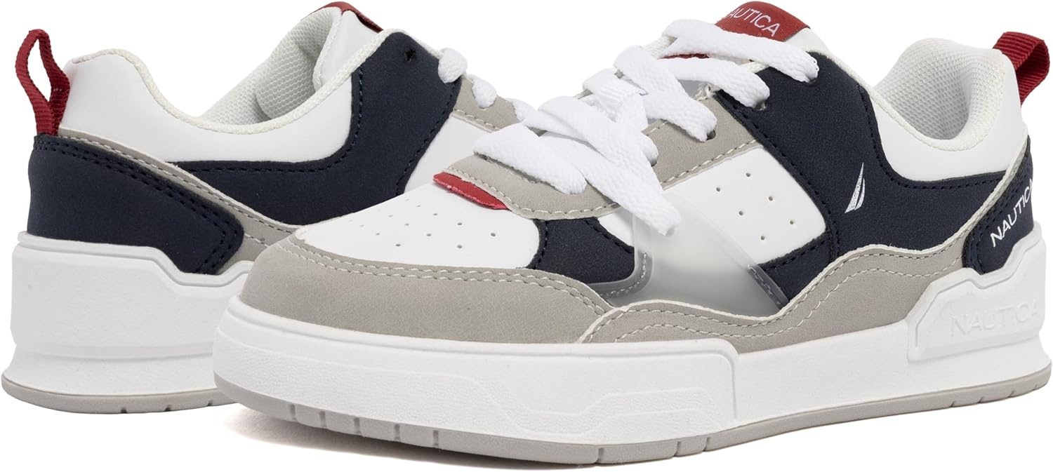 image:imageNautica Youth Athletic Sneakers Comfortable LaceUp Tennis Shoes for Boys and Girls Durable Casual Sport Footwear for School Gym and Daily WearNavy Redlighthouse