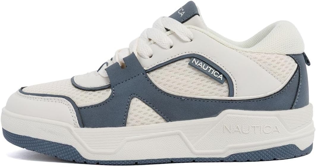 image:imageNautica Youth Athletic Sneakers Comfortable LaceUp Tennis Shoes for Boys and Girls Durable Casual Sport Footwear for School Gym and Daily WearOff White Blue