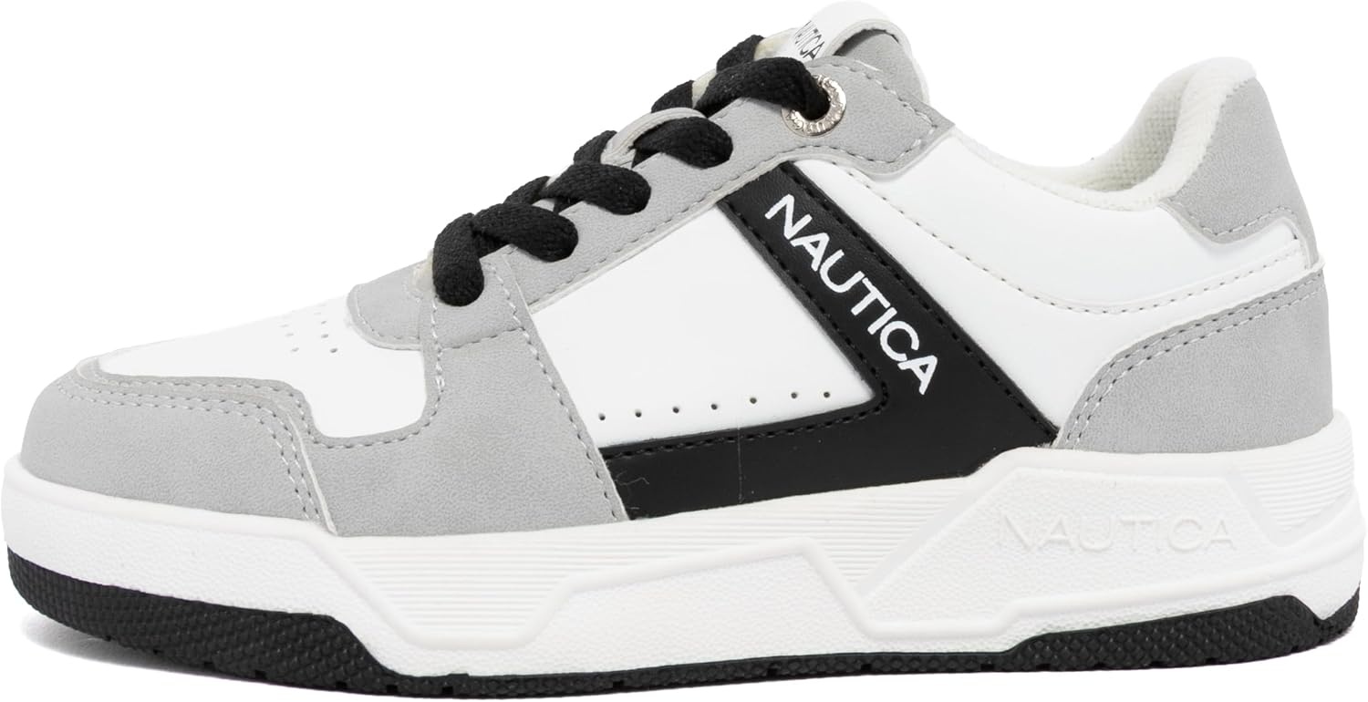 image:imageNautica Youth Athletic Sneakers Comfortable LaceUp Tennis Shoes for Boys and Girls Durable Casual Sport Footwear for School Gym and Daily WearWhite Black Grey