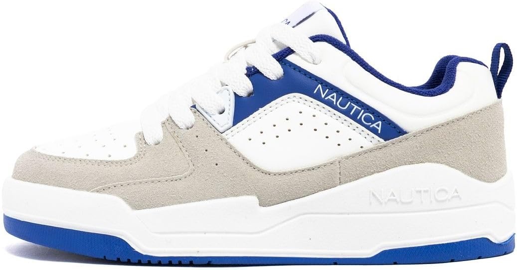 image:imageNautica Youth Athletic Sneakers Comfortable LaceUp Tennis Shoes for Boys and Girls Durable Casual Sport Footwear for School Gym and Daily WearWhite Cobalthappy