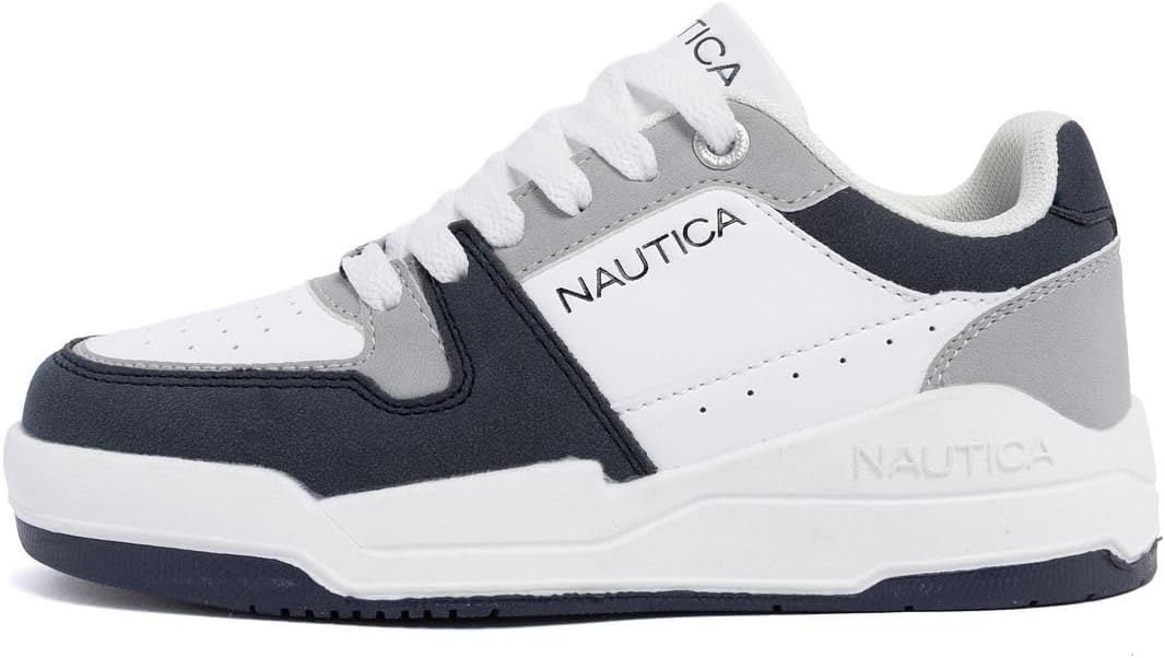 image:imageNautica Youth Athletic Sneakers Comfortable LaceUp Tennis Shoes for Boys and Girls Durable Casual Sport Footwear for School Gym and Daily WearWhite Navy Greyharrold