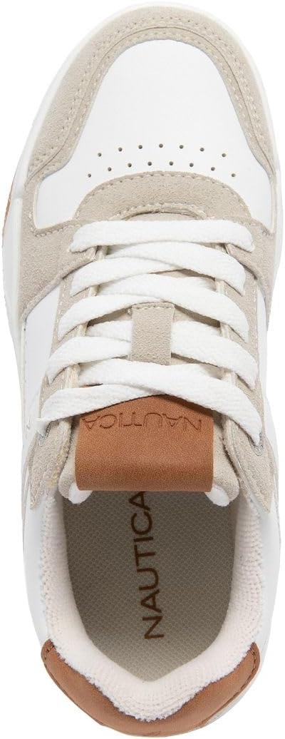 image:imageNautica Youth Athletic Sneakers Comfortable LaceUp Tennis Shoes for Boys and Girls Durable Casual Sport Footwear for School Gym and Daily WearWhite Taupe Tan